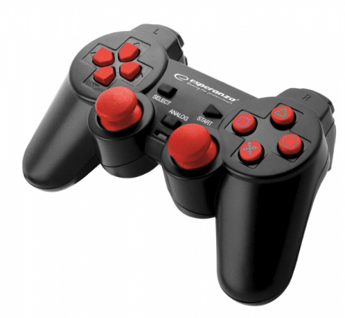 Esperanza EGG106R Gaming-Controller Schwarz, Rot USB 2.0 Gamepad Analog / Digital PC, Playstation 2, Playstation 3