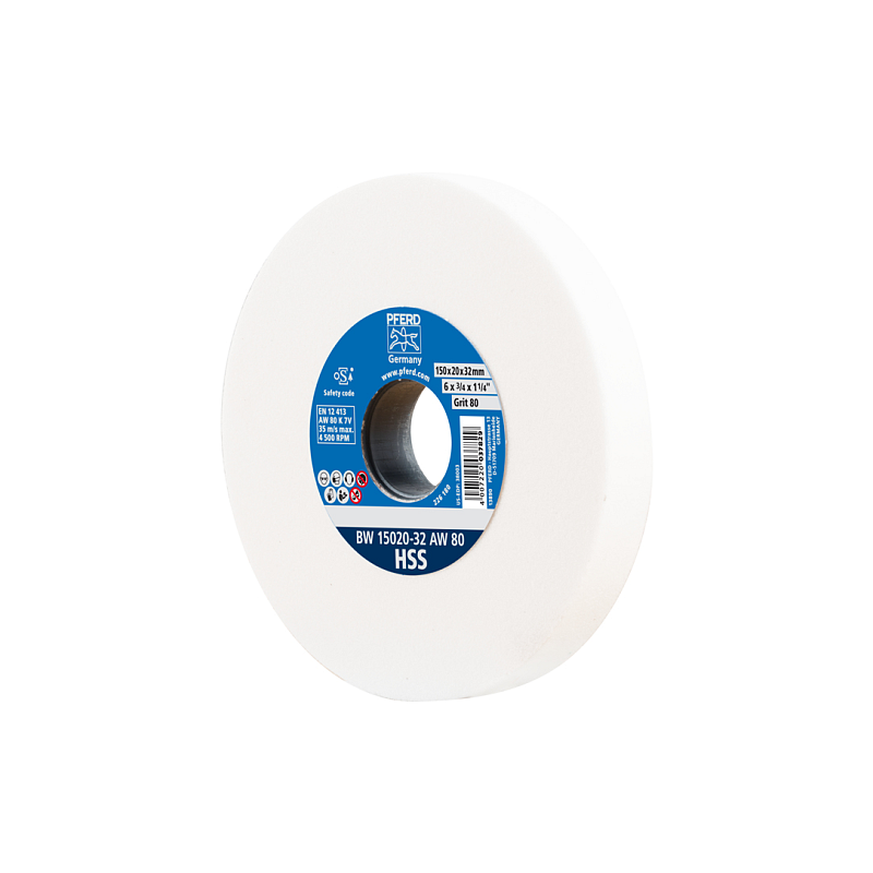 PFERD Schleifbockscheibe Ø 150x20mm Bohrung-Ø 32 mm A80 zum Schärfen von HSS-Bohrern