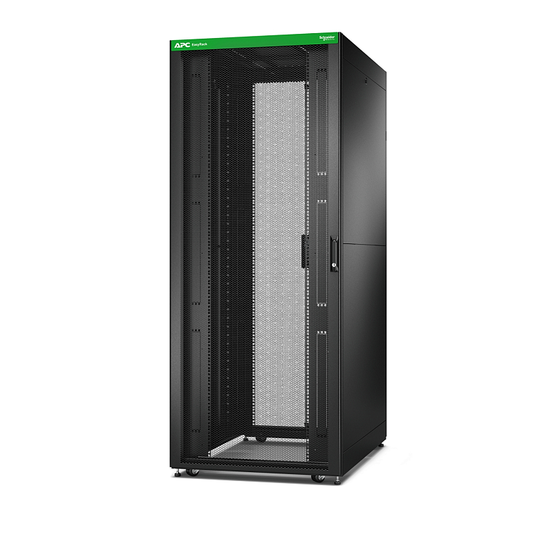 APC Easy Rack 800mm/42HE/1200mm mit Dach, Seitenwand, Rollen, Füßen und 4 Halterungen, ohne Boden, schwarz