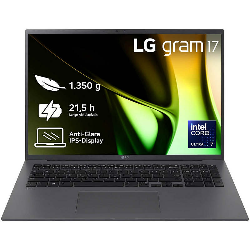LG Gram 17Z90S-G Intel Core Ultra 7 155H Laptop 43,2 cm (17") WQXGA 32 GB LPDDR5x-SDRAM 2 TB SSD Wi-Fi 6E (802.11ax) Windows 11 Home Grau