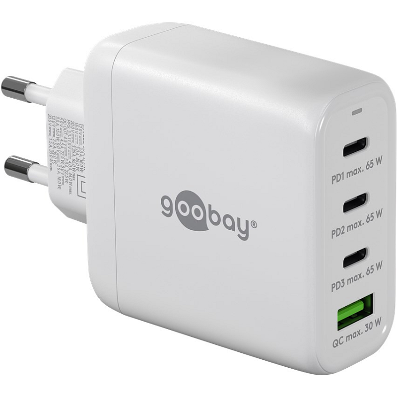 Goobay 64822 Ladegerät für Mobilgeräte Kopfhörer, Laptop, Smartphone, Tablets Weiß AC Schnellladung Drinnen