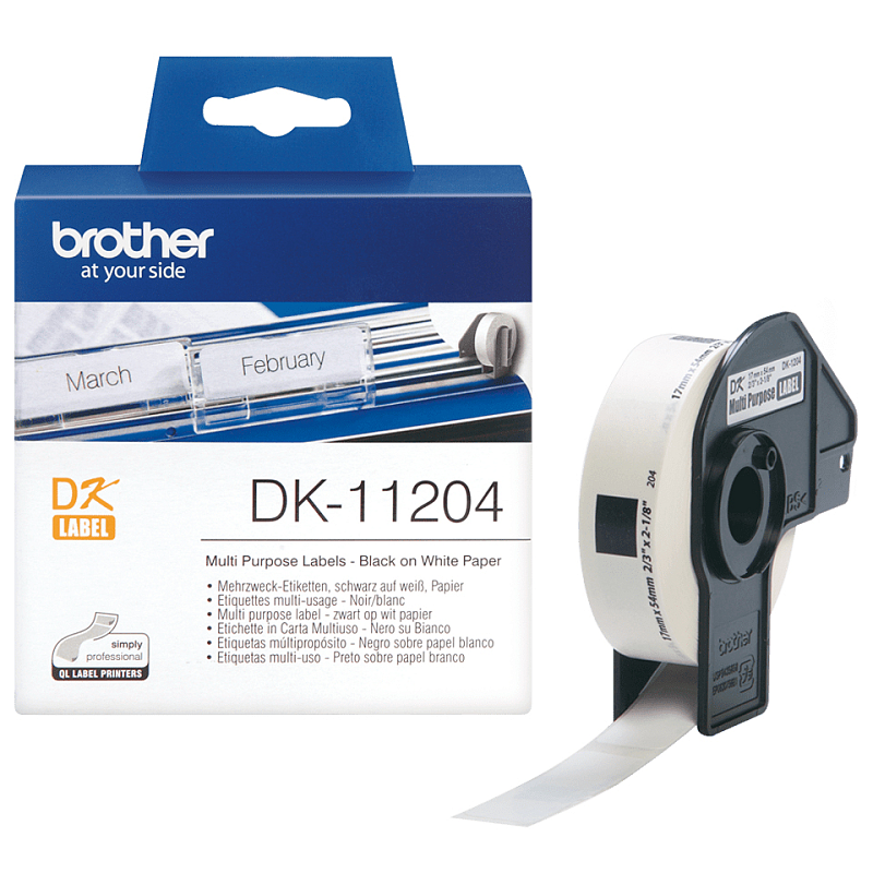 Brother DK-11204 Etiketten erstellendes Band Schwarz auf weiss