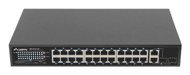 Lanberg RSFE-24P-2C-250 Netzwerk-Switch Unmanaged Gigabit Ethernet (10/100/1000) Power over Ethernet (PoE) 1U Schwarz