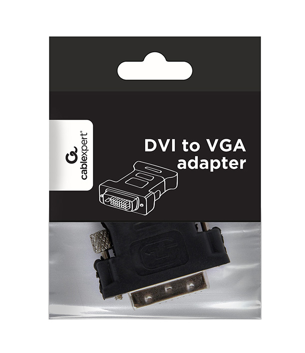 Gembird A-DVI-VGA-BK Kabeladapter DVI-A VGA 15-pin Schwarz, Metallisch