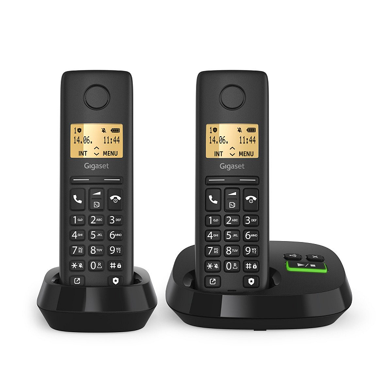 Gigaset PURE 100A Duo Analoges/DECT-Telefon Anrufer-Identifikation Schwarz