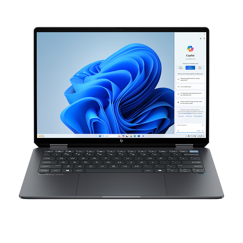 HP OmniBook Ultra Flip 14-fh0079ng Copilot+ PC Intel Core Ultra 7 258V Hybrid (2-in-1) 35,6 cm (14") Touchscreen 3K 32 GB LPDDR5x-SDRAM 2 TB SSD Wi-Fi 7 (802.11be) Windows 11 Home Grau