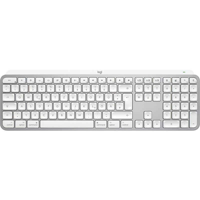 Logitech MX Keys S for Mac Tastatur Büro RF Wireless + Bluetooth QWERTZ Deutsch Aluminium, Weiß