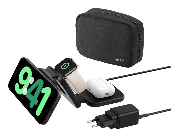 Belkin BoostCharge Pro Kopfhörer, Smartphone, Smartwatch Schwarz AC, USB Kabelloses Aufladen Schnellladung Drinnen