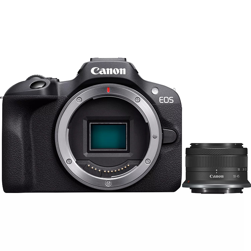Canon EOS R100 + RF-S 18-45mm F4.5-6.3 IS STM Kit MILC 24,1 MP CMOS 6000 x 4000 Pixel Schwarz