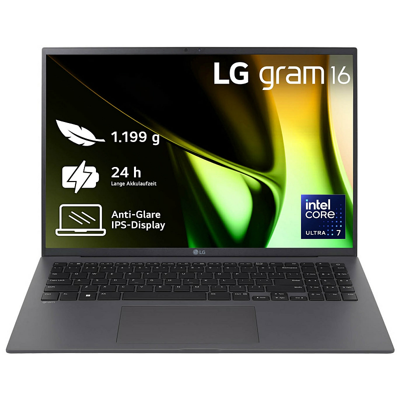 LG Gram 16Z90S-G Intel Core Ultra 7 155H Laptop 40,6 cm (16") WQXGA 32 GB LPDDR5x-SDRAM 2 TB SSD Wi-Fi 6E (802.11ax) Windows 11 Home Grau
