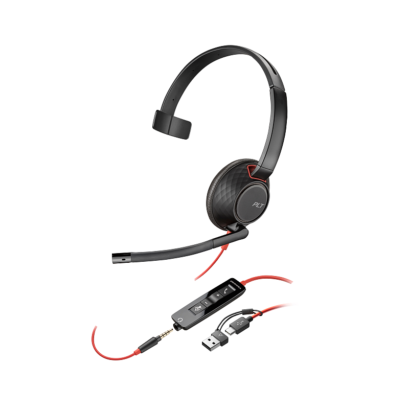 HP Poly Blackwire 5210 Monaural USB-C-Headset +3,5-mm-Stecker +USB-C/A-Adapter
