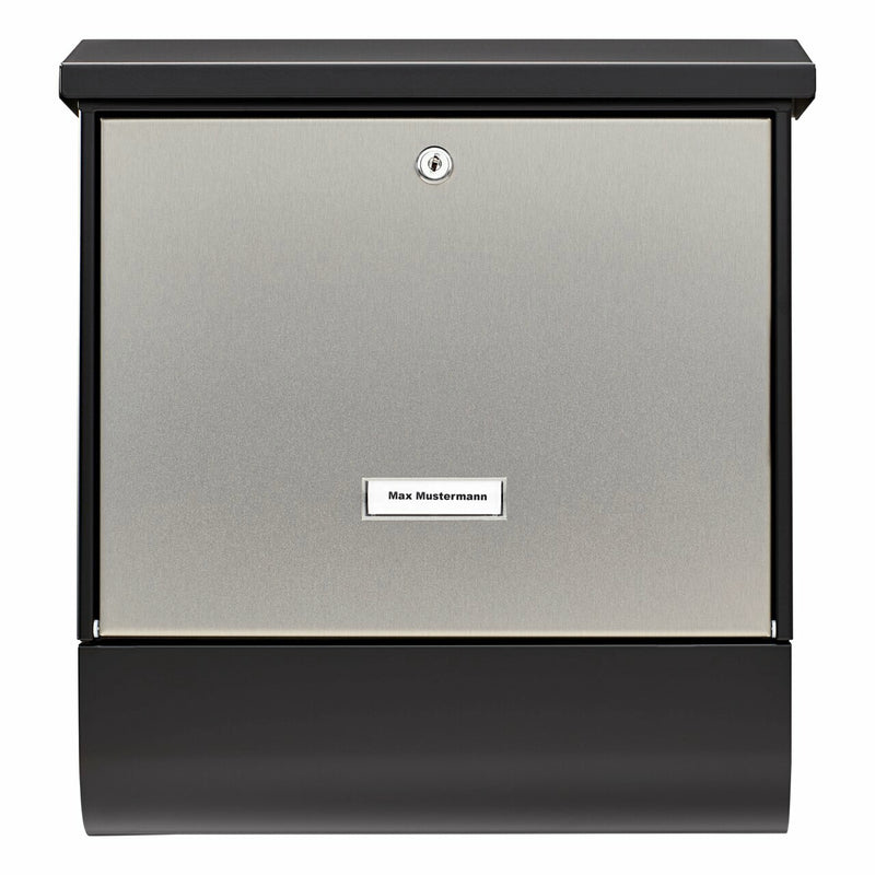 BURG-WÄCHTER London-Set 68670 B+S Briefkasten Schwarz, Edelstahl Wandmontierter Briefkasten Stahl