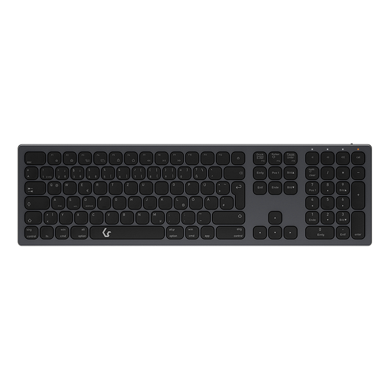 KeySonic KSK-8023BTRF (DE), Full-Size Aluminium Tastatur, Bluetooth® & RF, für Windows® und macOS®, anthrazit/schwarz