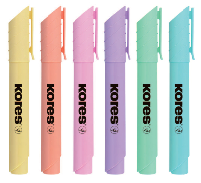 Kores TM36060 Marker 6 Stück(e) Meißel Hellblau, Hellgrün, Hellorange, Hellrosa, Violett, Gelb
