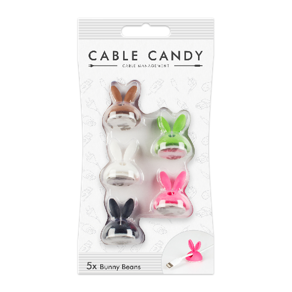 CABLE CANDY 49.CC013 Kabel-Organizer Tisch/Bank Kabelhalter Braun, Schwarz, Grün, Pink, Weiß 5 Stück(e)