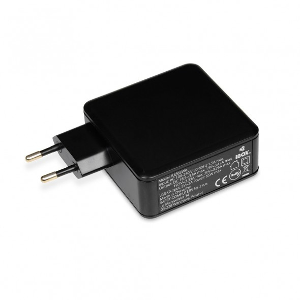 iBox IUZ65WA Netzteil & Spannungsumwandler Auto 65 W Schwarz