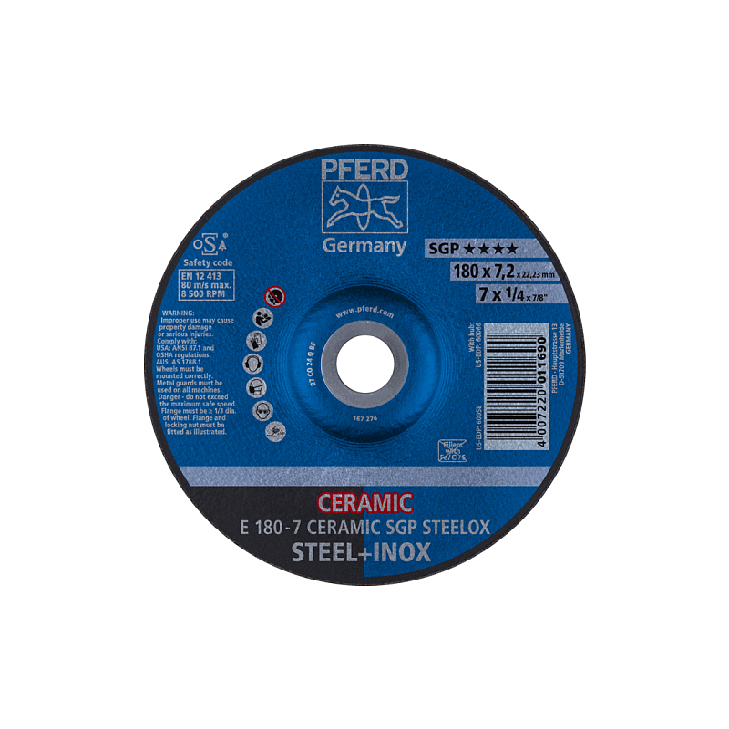 PFERD E 180-7 CERAMIC SGP STEELOX Rotierendes Schleifwerkzeug Zubehör Metall