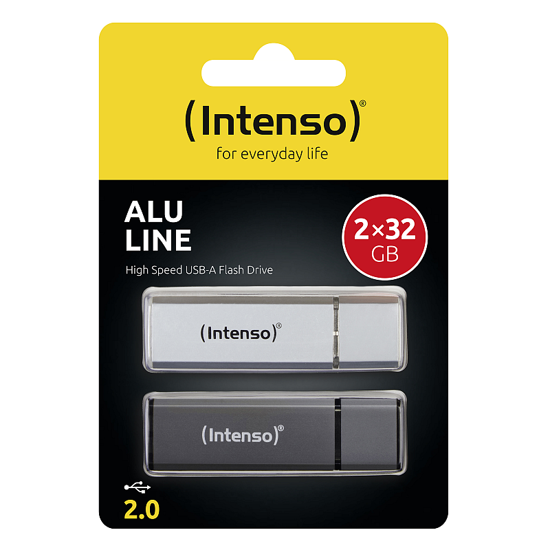 Intenso AluLine USB Drive 32GB Doppelpack 2x32GB - 32 GB USB-Stick USB Typ-A 2.0 Anthrazit, Silber