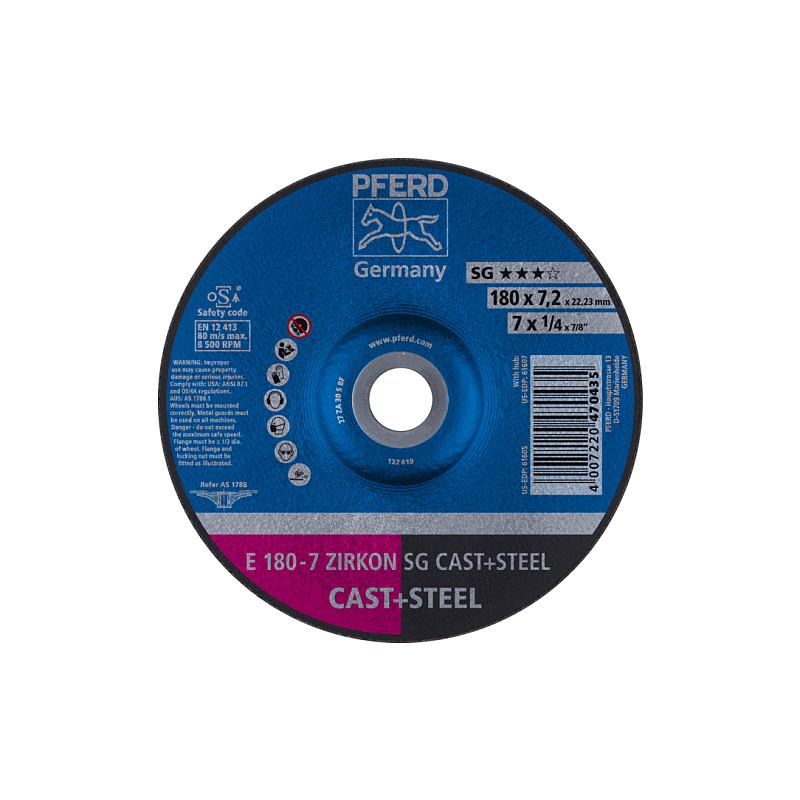PFERD E 180-7 ZIRKON SG CAST+STEEL Rotierendes Schleifwerkzeug Zubehör Metall
