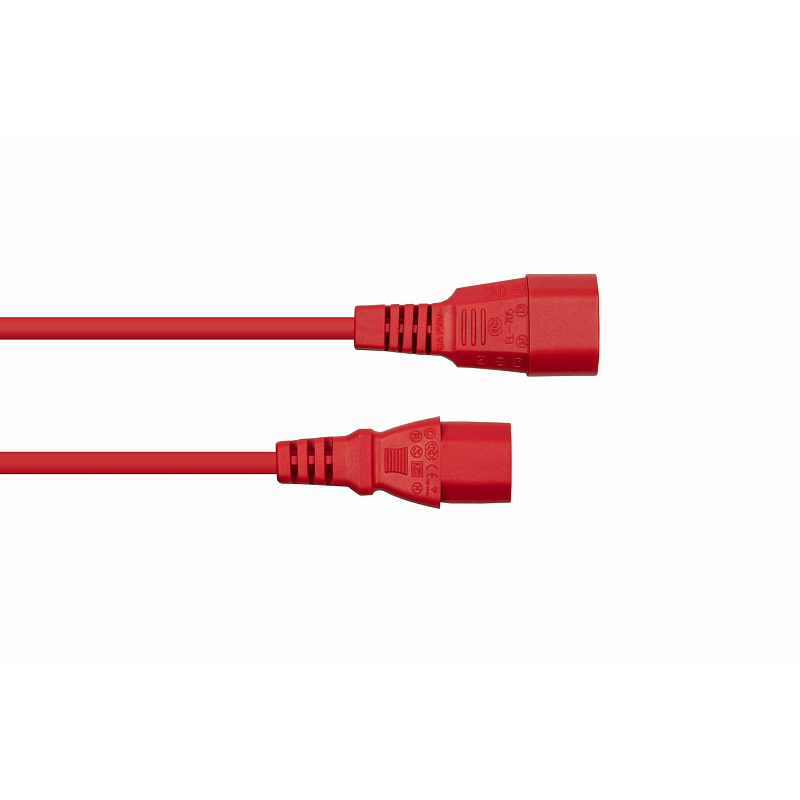 Kabelmeister Kaltgeräteverlängerung Kaltgeräte-Stecker C14 an Kaltgeräte-Buchse C13, rot, 1,00mm², 5m