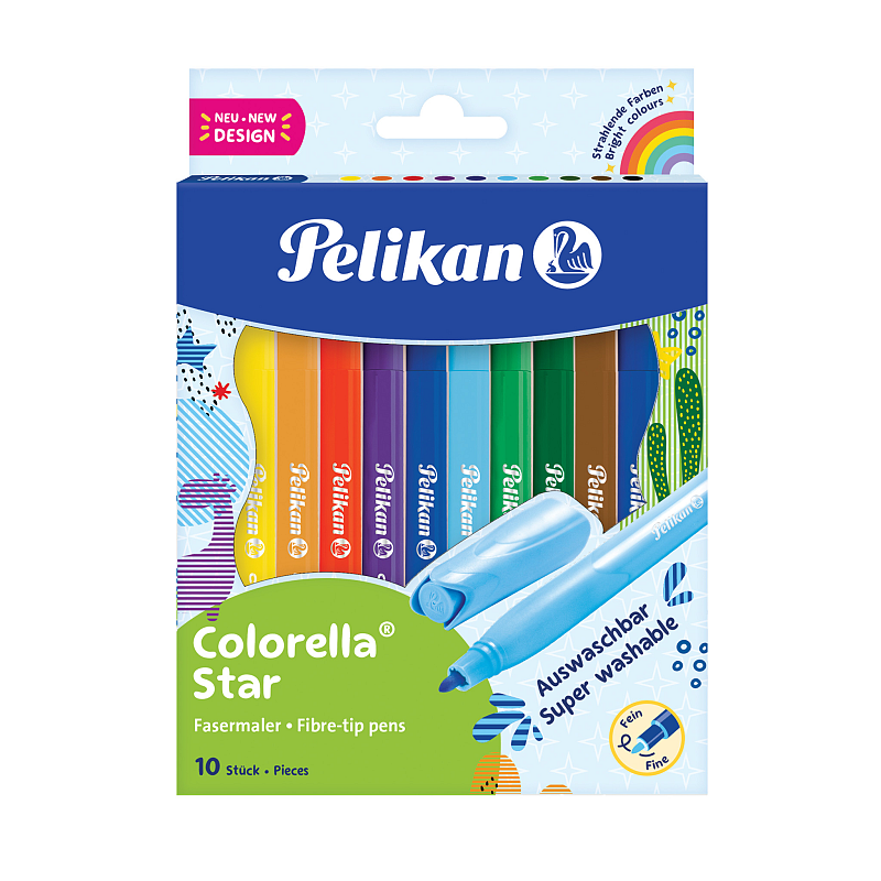 Pelikan 822299 Filzstift Schwarz, Blau, Braun, Grün, Hellblau, Hellgrün, Orange, Violett, Rot, Gelb 10 Stück(e)