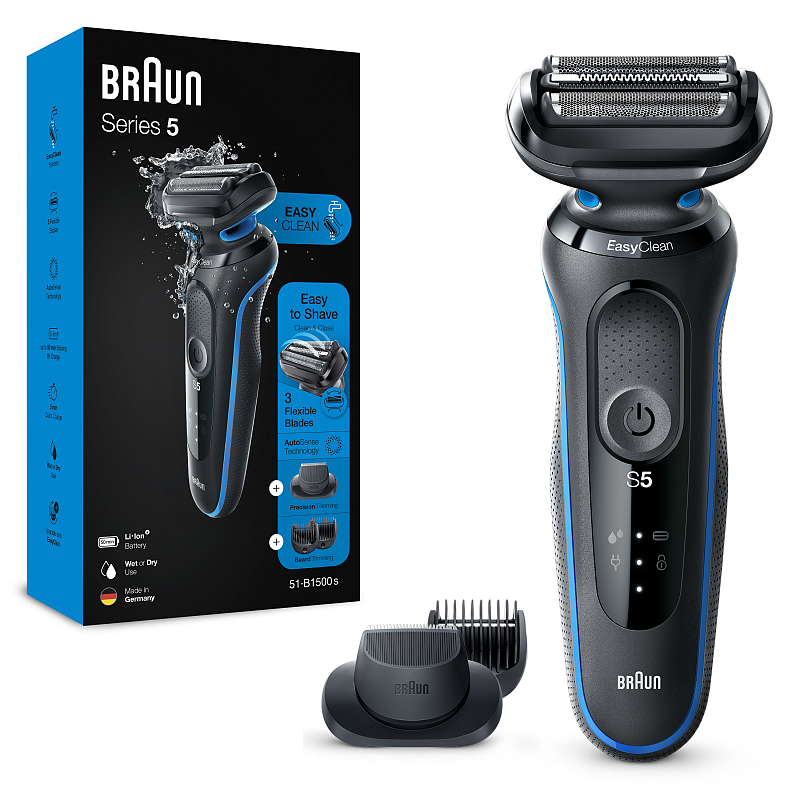 Braun Series 5 51-B1500s Folienschaber Trimmer Schwarz, Blau