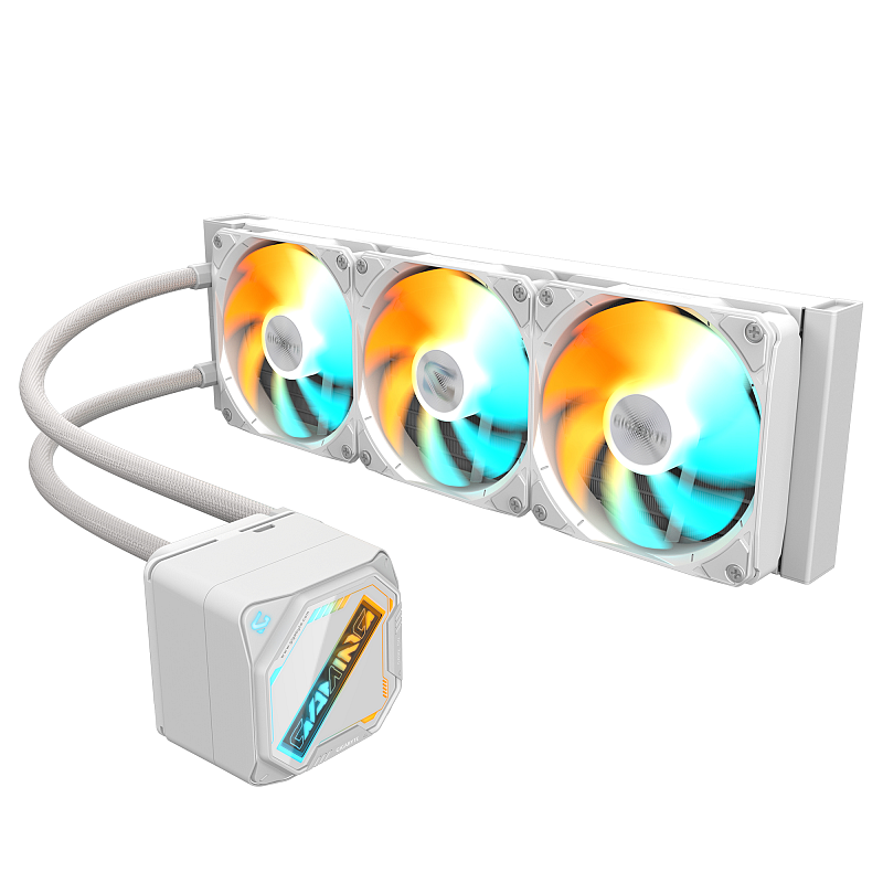 GIGABYTE GAMING 360 ICE Flüssigkeitskühler für CPU - 3x120 mm ARGB-Lüfter, Schiebe-Verriegelungsmechanismus, DAISY-CHAIN, Kompatibel mit Intel LGA 1851 und AMD AM5