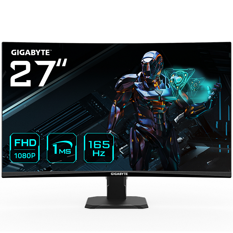 GIGABYTE GS27F 27" FHD Gaming Monitor - 1920 x 1080, 165Hz, 1ms, 300 cd/m², FreeSync Premium, HDR ready, HDMI 2.0, DisplayPort 1.4