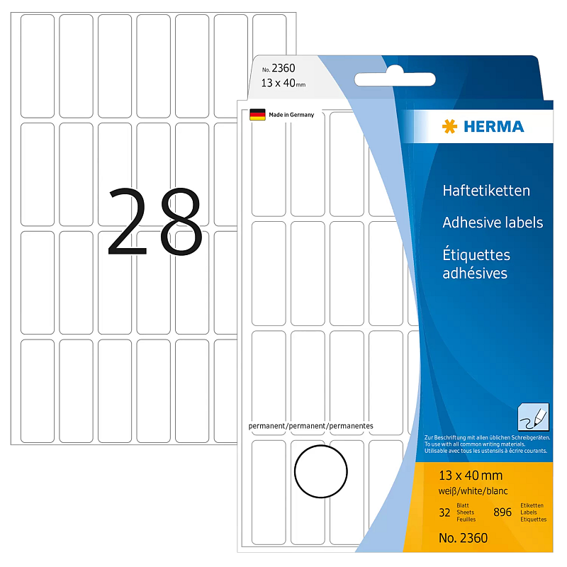 HERMA Vielzwecketiketten 13x40 mm weiß Papier matt Handbeschriftung 896 St.