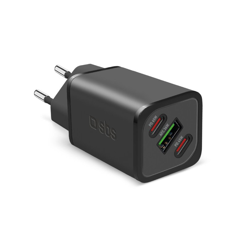 SBS TETRGANUSB2C65W Ladegerät für Mobilgeräte Universal Schwarz AC Schnellladung Drinnen