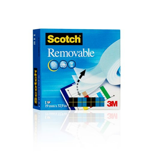 Scotch Unsichtbares Klebeband, ablösbar, 19 mm x 33 m, 1 Rolle