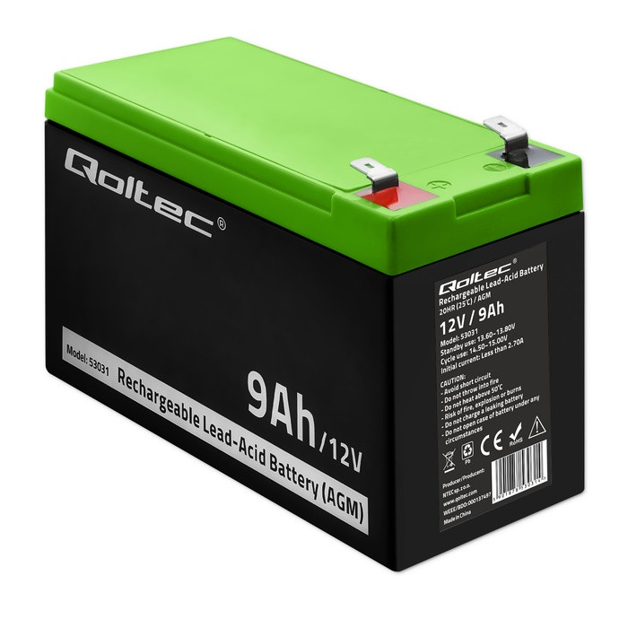 Qoltec 53031 USV-Batterie Plombierte Bleisäure (VRLA) 12 V 9 Ah