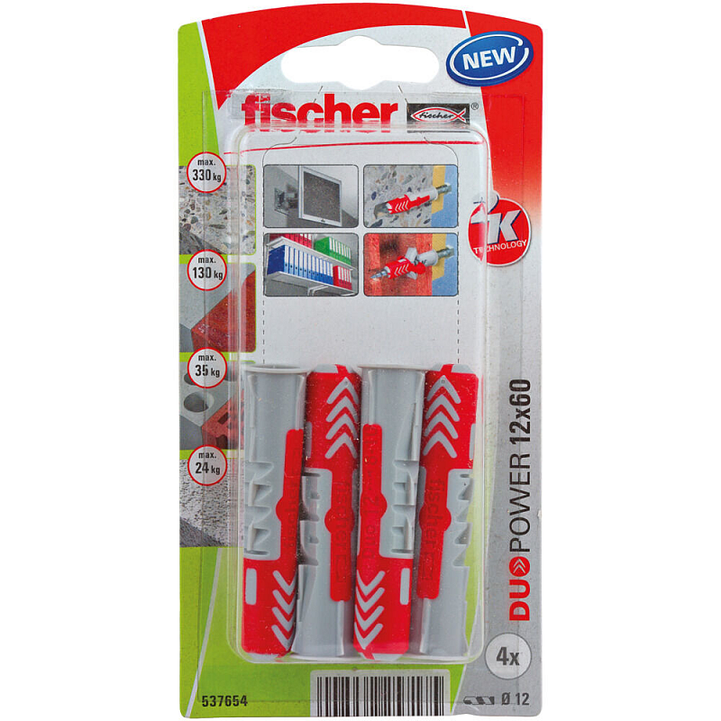 Fischer 537654 Schraubanker/Dübel 4 Stück(e) Schrauben- & Dübelsatz 60 mm