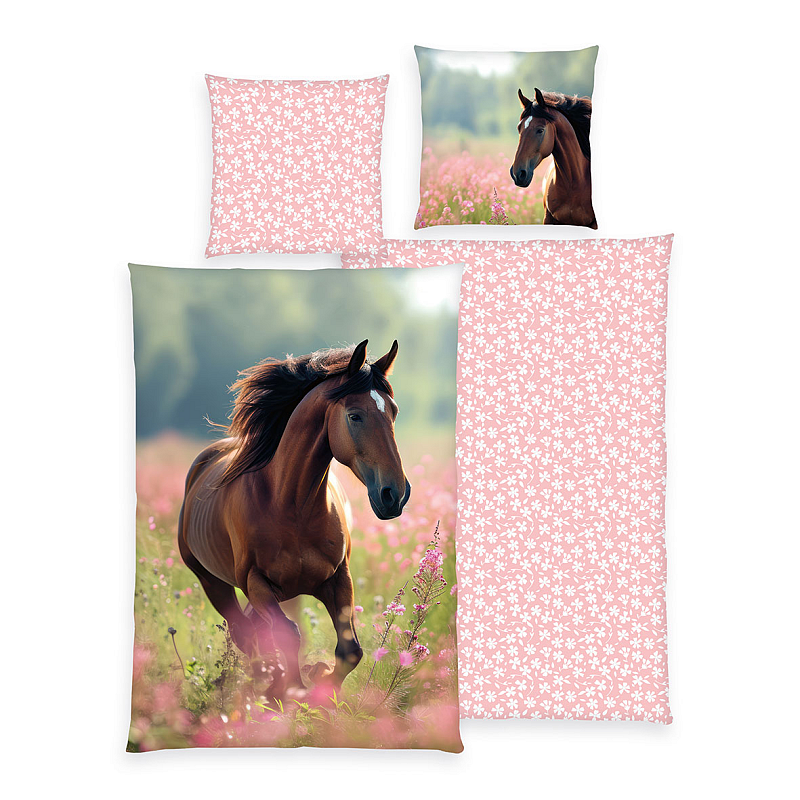 HERDING Young Collection Bettwäsche-Set 'Horse Love' - 70-x-90-cm-140-x-200-cm-at