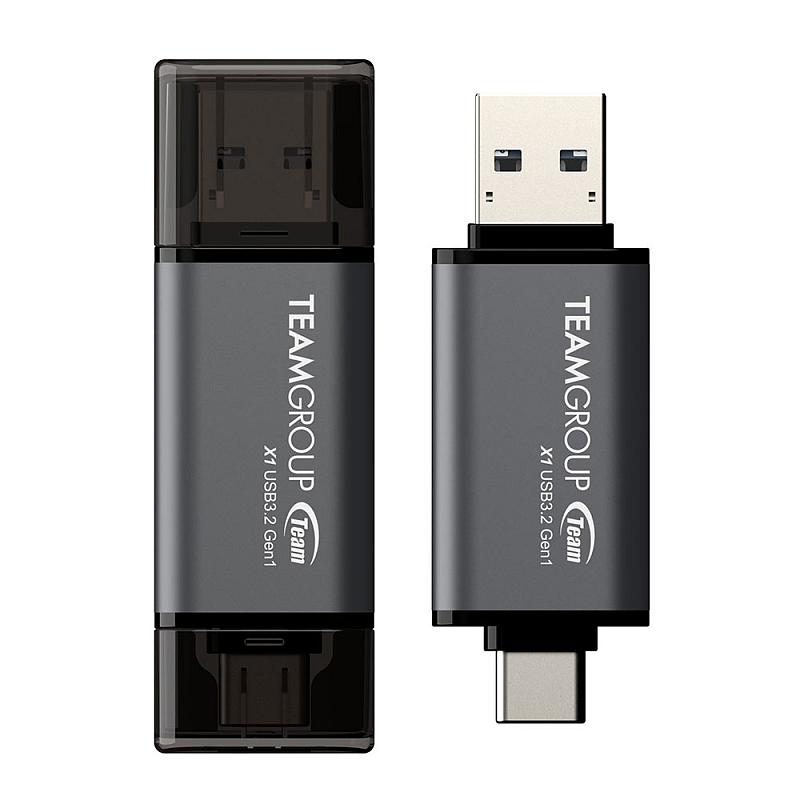 Team Group X1 USB 3.2 Gen1 USB-Stick 64 GB USB Type-A / USB Type-C 3.2 Gen 1 (3.1 Gen 1) Schwarz, Grau