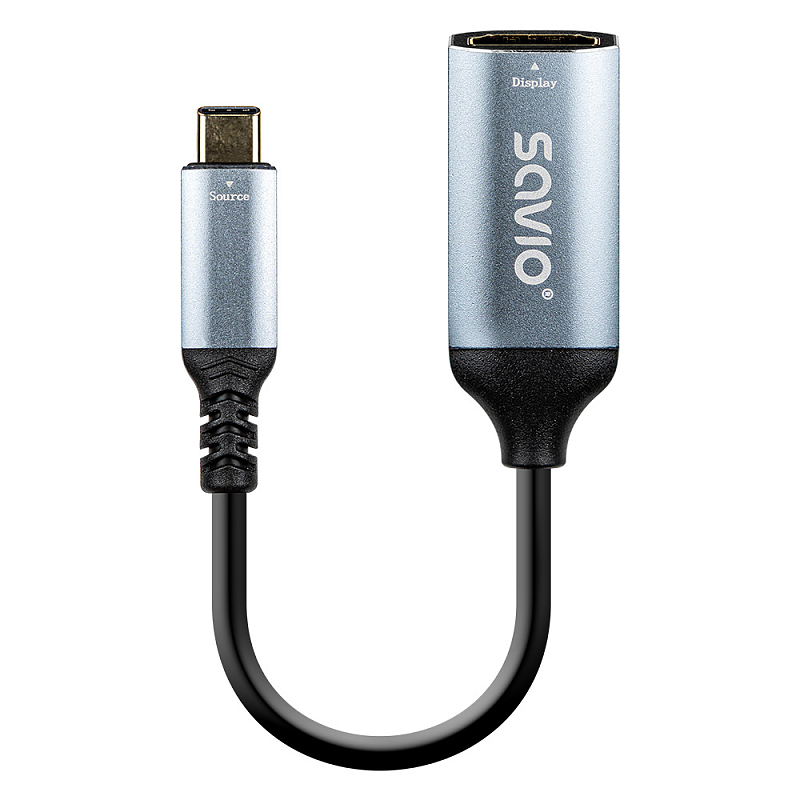 Savio AK-78 Videokabel-Adapter 0,015 m USB Typ-C HDMI Schwarz, Silber