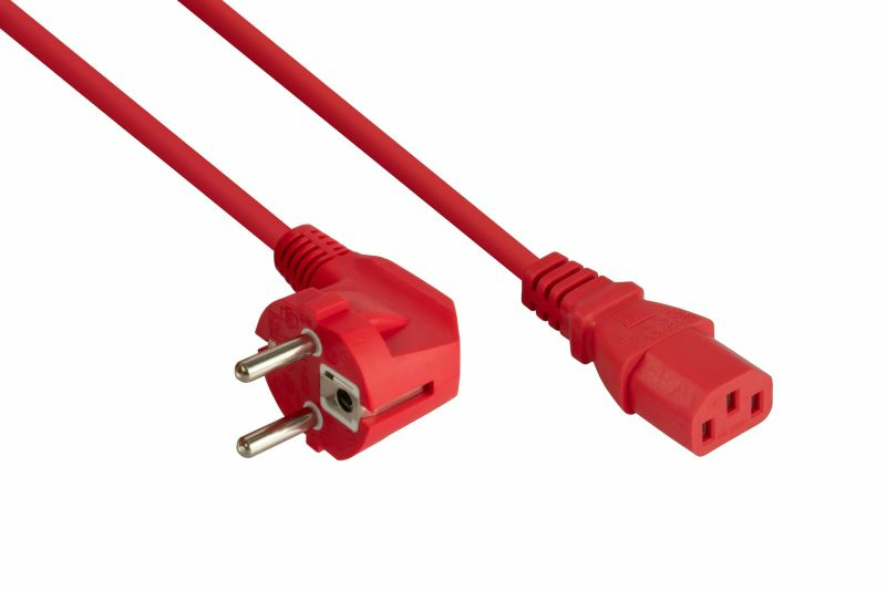 Kabelmeister SK0130-R100 Stromkabel Rot 10 m Netzstecker Typ E+F C13-Koppler