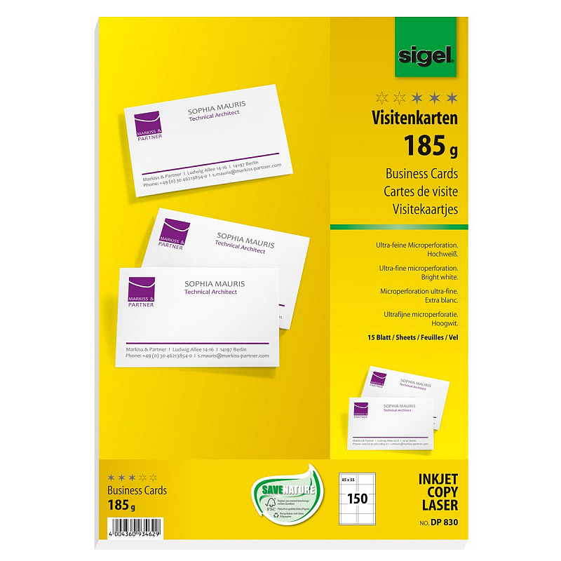 Sigel DP830 Visitenkarte Laser/Inkjet Weiß