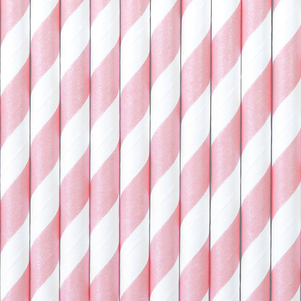 PartyDeco SPP1-081J Einweg-Trinkhalm 10 Stück(e) Pink, Weiß