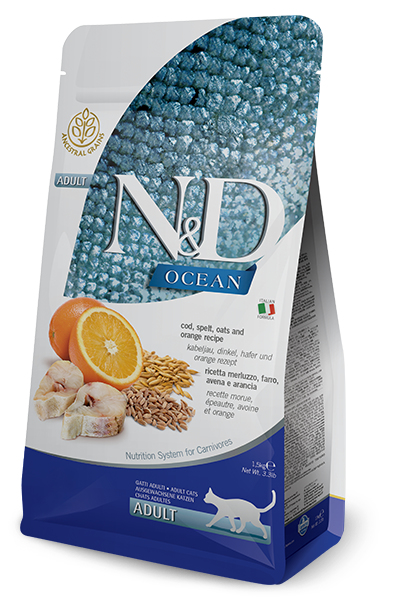Farmina Pet Food N&D Ocean Katzen-Trockenfutter 1,5 kg Adult Kabeljau
