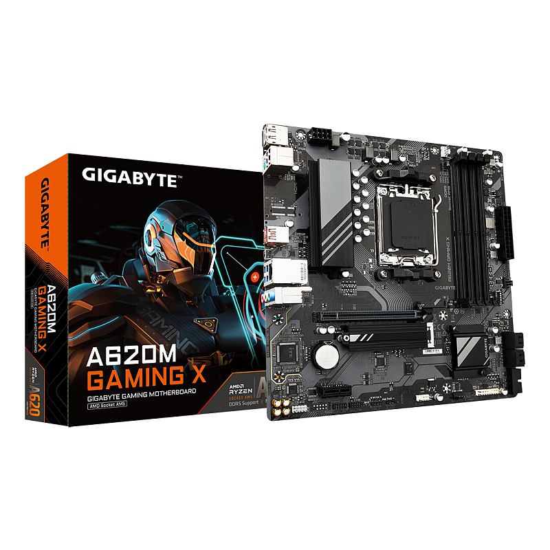 GIGABYTE A620M GAMING X Motherboard - Unterstützt AMD Ryzen 8000 CPUs, 8+2+1 Phasen Digital VRM, bis zu 8000MHz DDR5 (OC), 1xPCIe 4.0 M.2, GbE LAN, USB 3.2 Gen 2