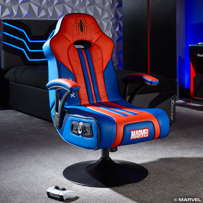 X Rocker 2021195 Videospiel-Stuhl Konsolen-Gamingstuhl Gepolsterter Sitz Blau, Rot