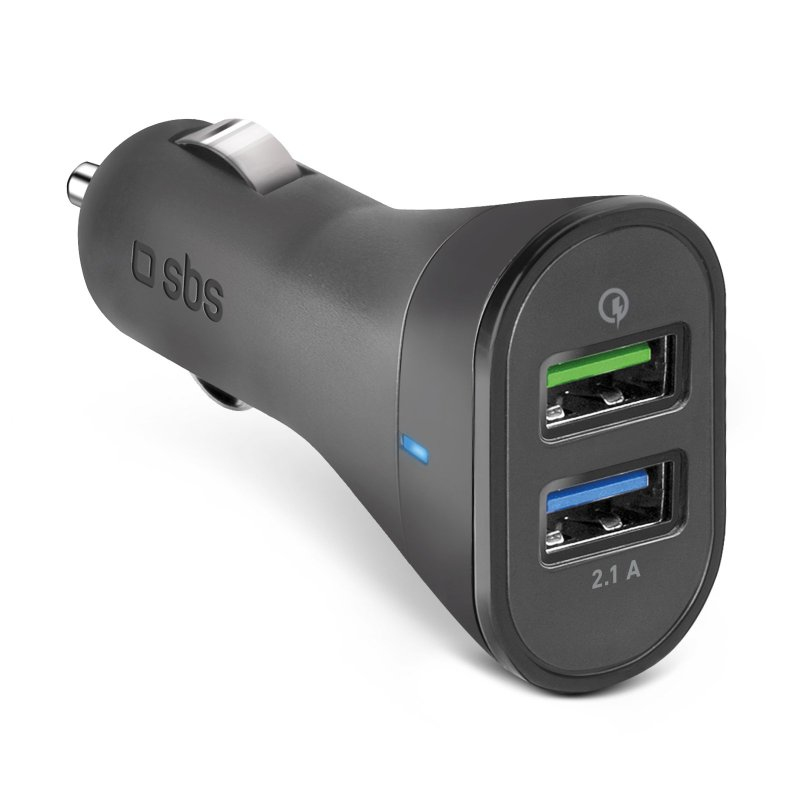 SBS TECR2USBQCH3 Ladegerät für Mobilgeräte Smartphone Schwarz Zigarettenanzünder Schnellladung Auto