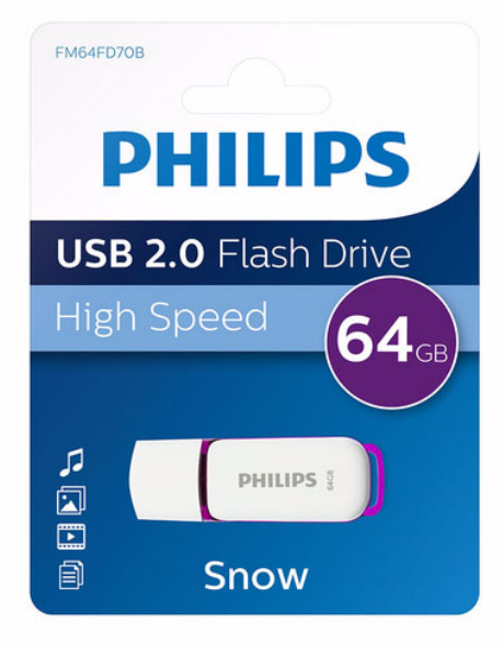 Philips FM64FD70B USB-Stick 64 GB USB Typ-A 2.0 Violett, Weiß