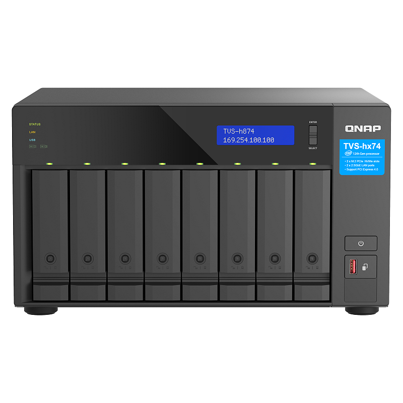 QNAP TVS-H874T-I7-32G NAS & Speicherserver Tower Intel® Core™ i7 32 GB DDR4 0 TB QNAP QTS Schwarz