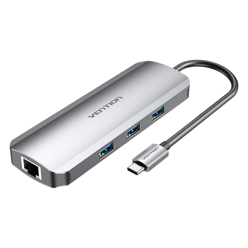 Vention TOLHB laptop-dockingstation & portreplikator Kabelgebunden USB 3.2 Gen 1 (3.1 Gen 1) Type-C Silber