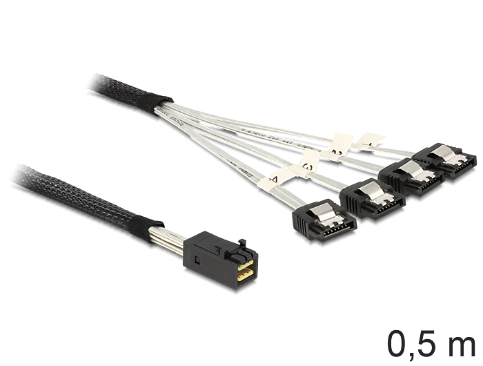 DeLOCK 83392 Serial Attached SCSI (SAS)-Kabel 0,5 m Schwarz, Silber