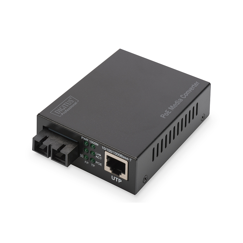 Digitus Gigabit PoE Medienkonverter, RJ45 / SC, MM, PSE