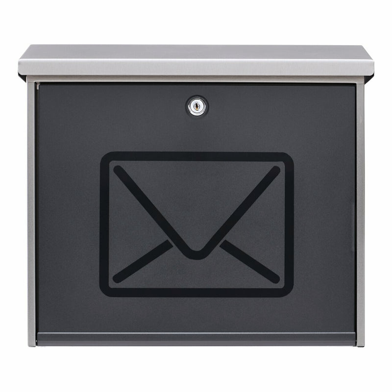 BURG-WÄCHTER Lucca 3713 NI Letter Briefkasten Anthrazit, Edelstahl, Durchscheinend Wandmontierter Briefkasten Kunststoff, Edelstahl