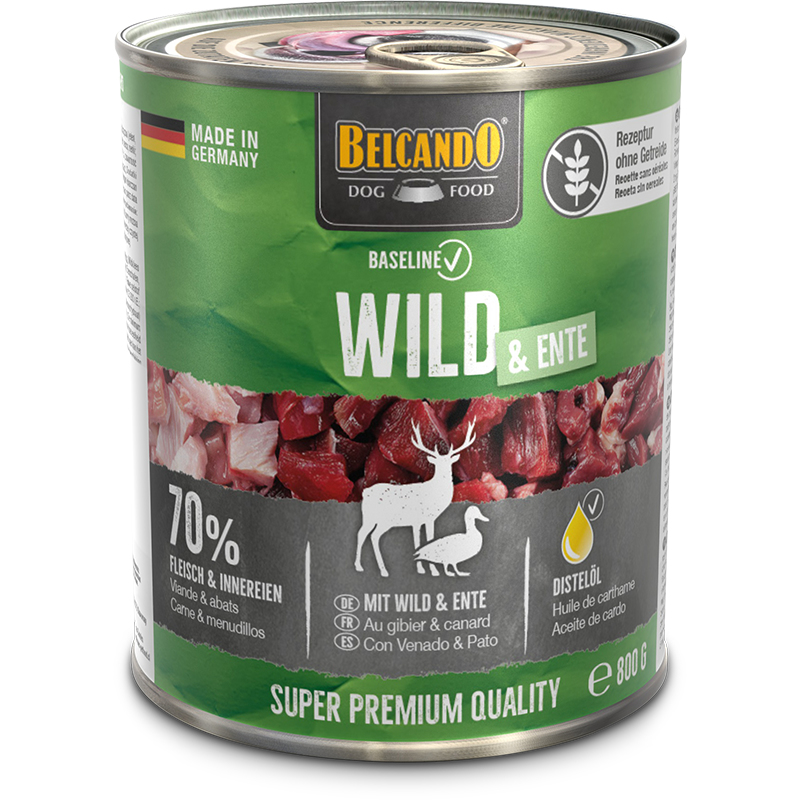 Belcando 513445 Hunde-Dosenfutter Ente, Wildfleisch Adult 800 g